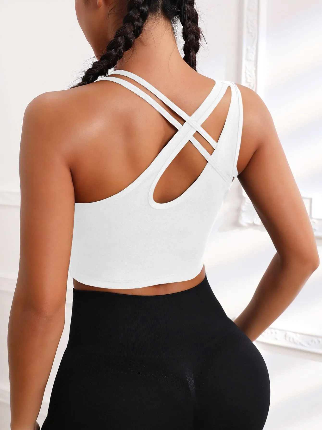 Criss Cross Back Contrast Mesh Active Cami Top SS23