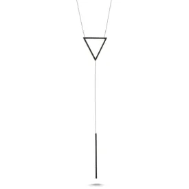 Dainty Silver Black Triangle & Line Pendant Necklace