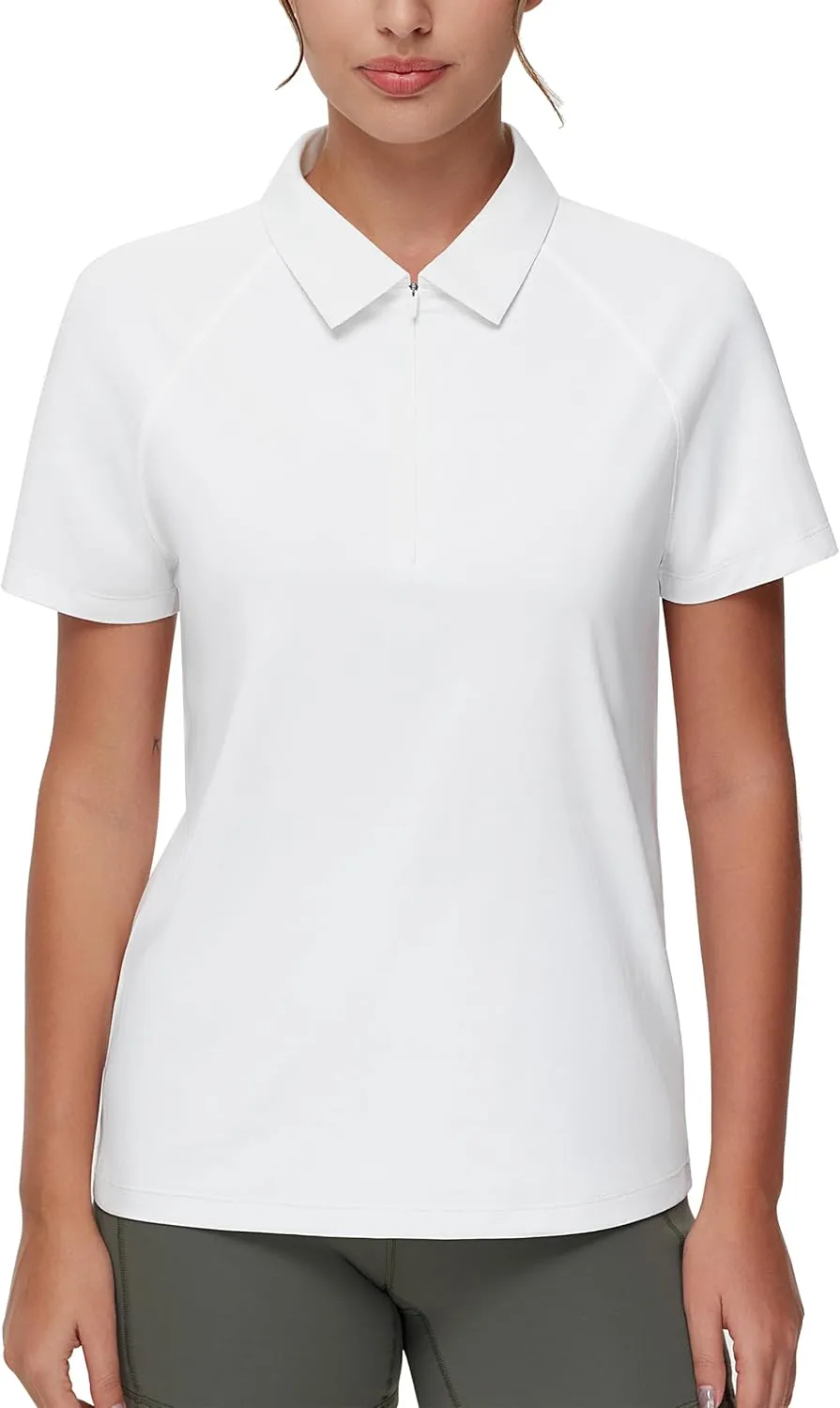 Dragon Fit Women's Short Sleeve Golf Polo Shirts UPF 50  Zip Up Collared Athletic T-Shirt Quick Dry Tennis Workout Tops