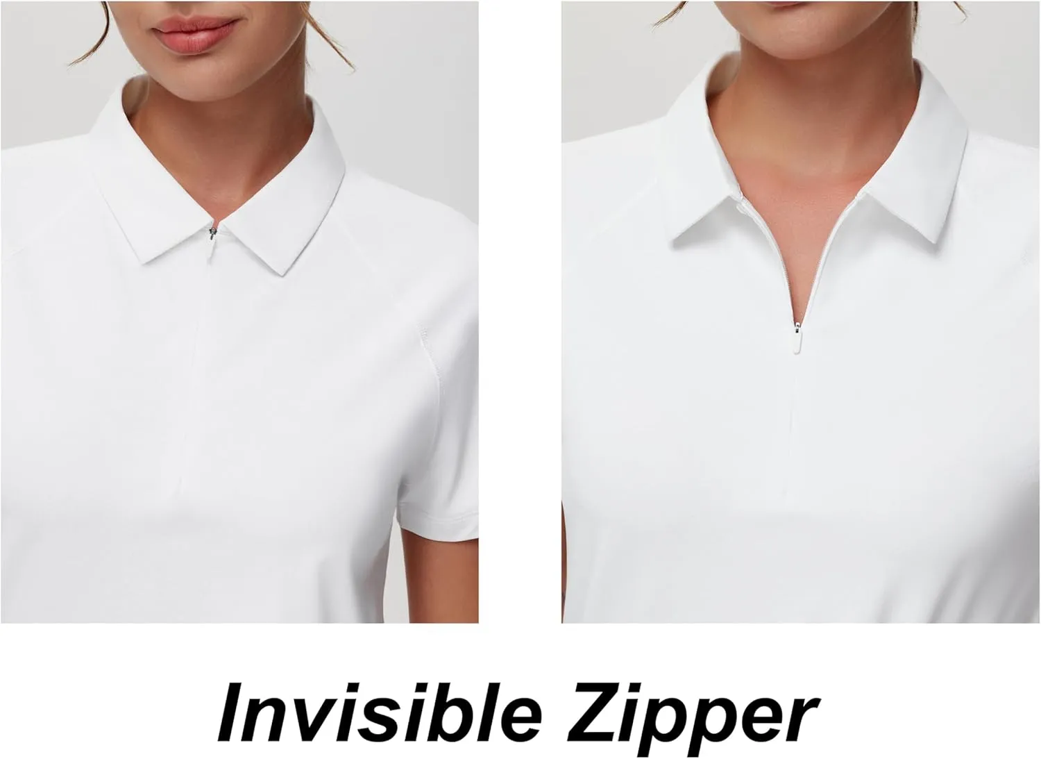 Dragon Fit Women's Short Sleeve Golf Polo Shirts UPF 50  Zip Up Collared Athletic T-Shirt Quick Dry Tennis Workout Tops