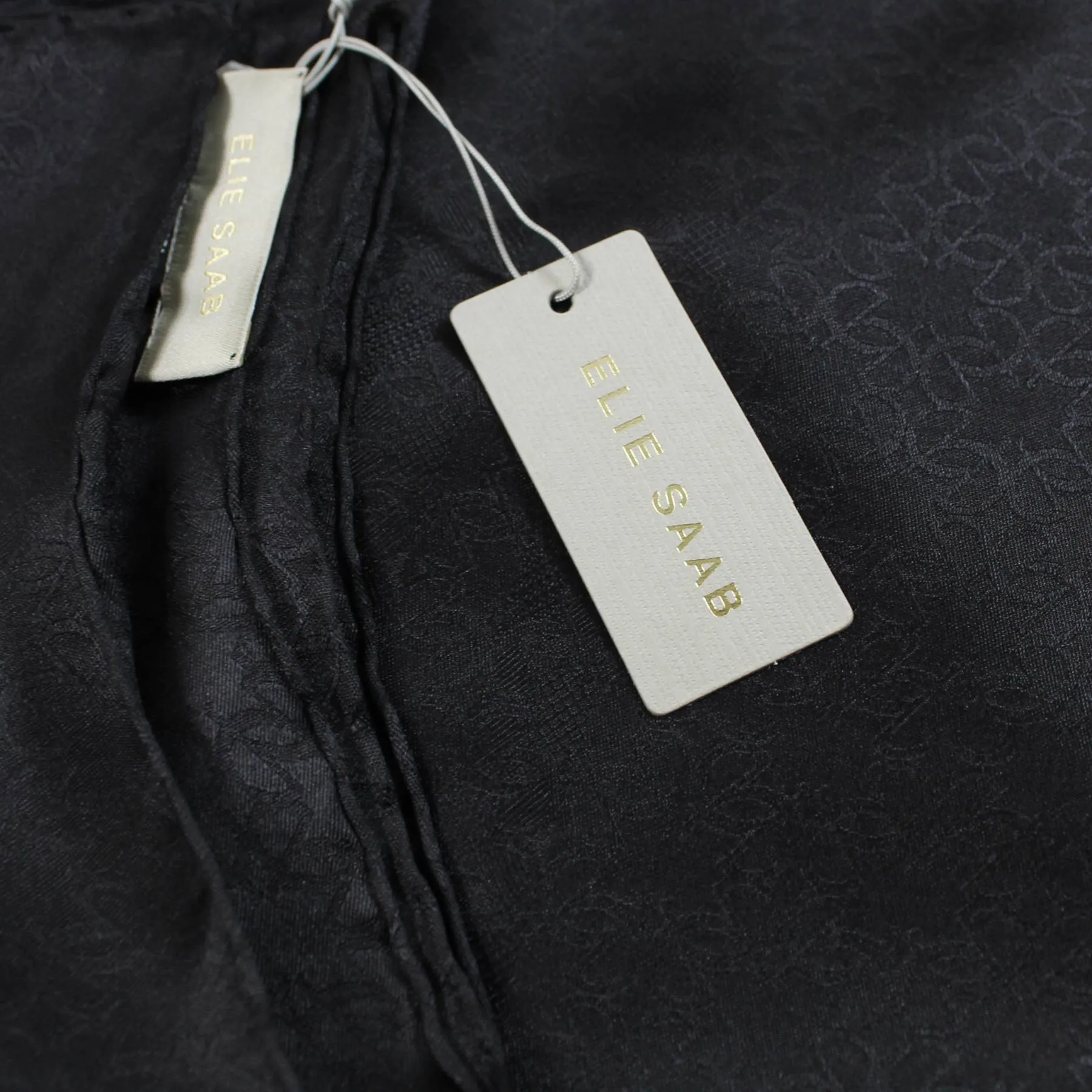 Elie Saab Scarf Black Dotted Frame Design - Twill Silk Shawl SALE