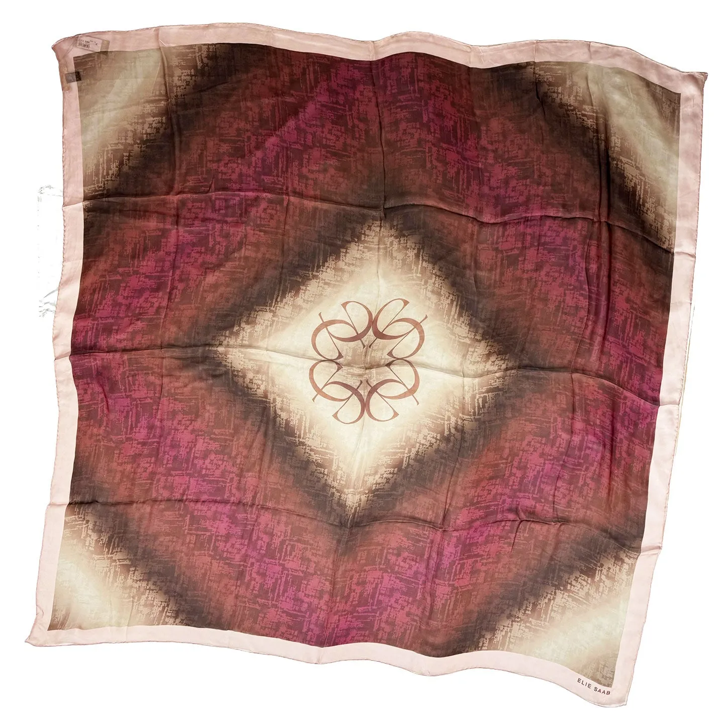 Elie Saab Scarf Taupe Pink Signature Design - Extra Large Square Chiffon Silk Shawl SALE