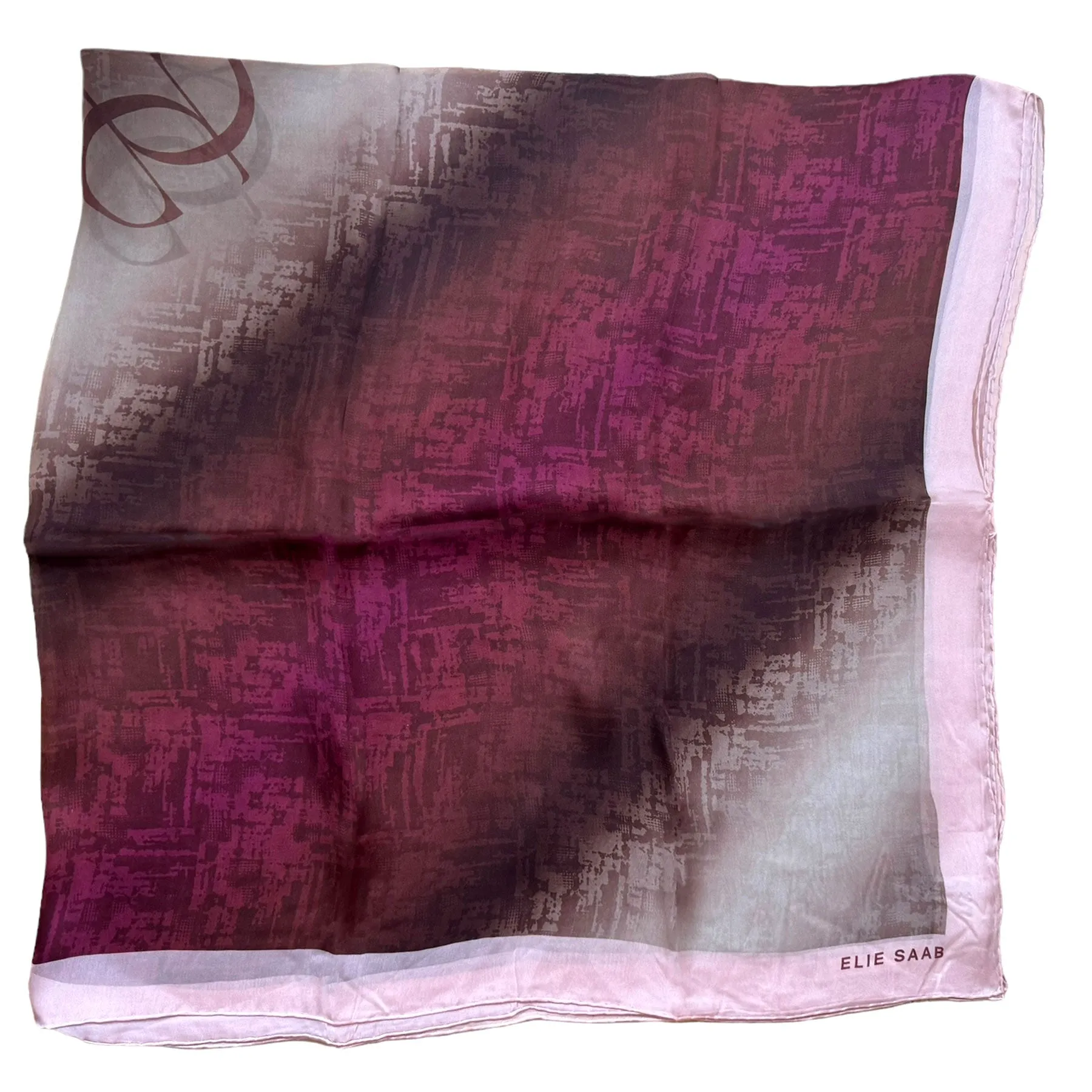 Elie Saab Scarf Taupe Pink Signature Design - Extra Large Square Chiffon Silk Shawl SALE