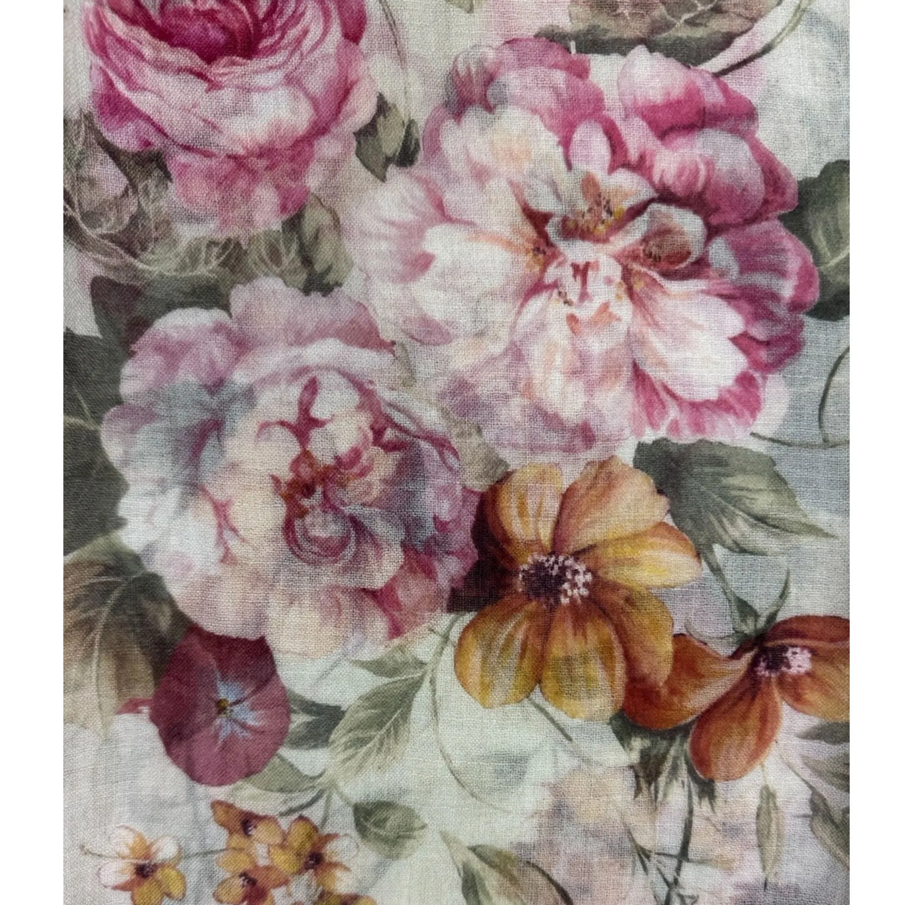 Elie Saab Scarf White Floral Design - Wool Designer Shawl