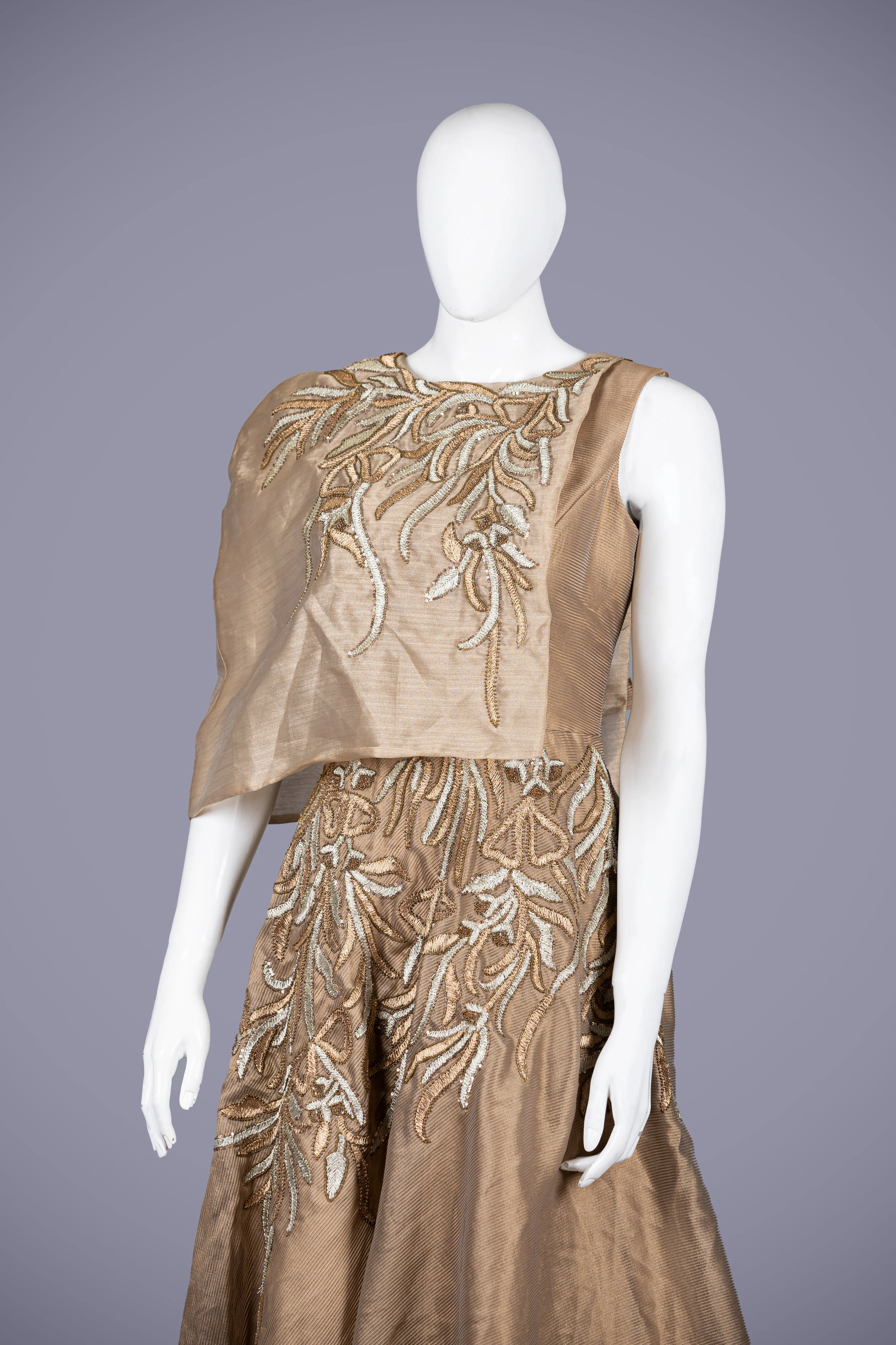 Gold Copper Tissue Gown for Women
