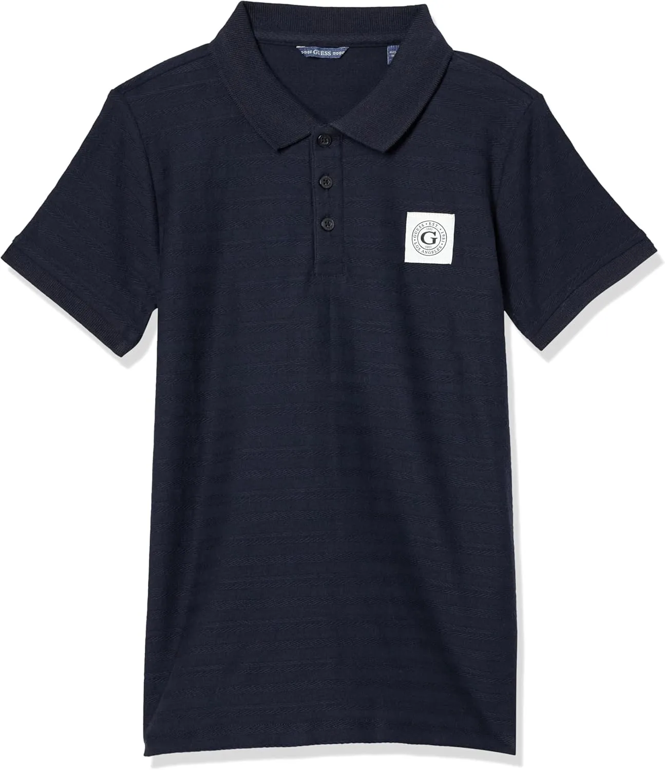GUESS Boys' Organic Cotton Jacquard Short Sleeve Polo Shirt