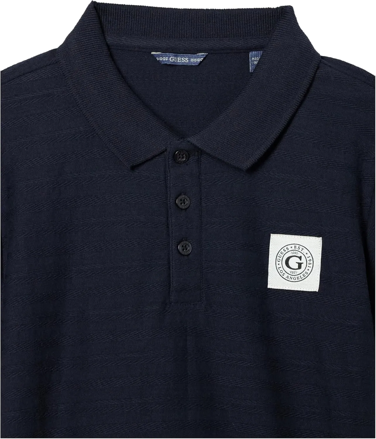 GUESS Boys' Organic Cotton Jacquard Short Sleeve Polo Shirt
