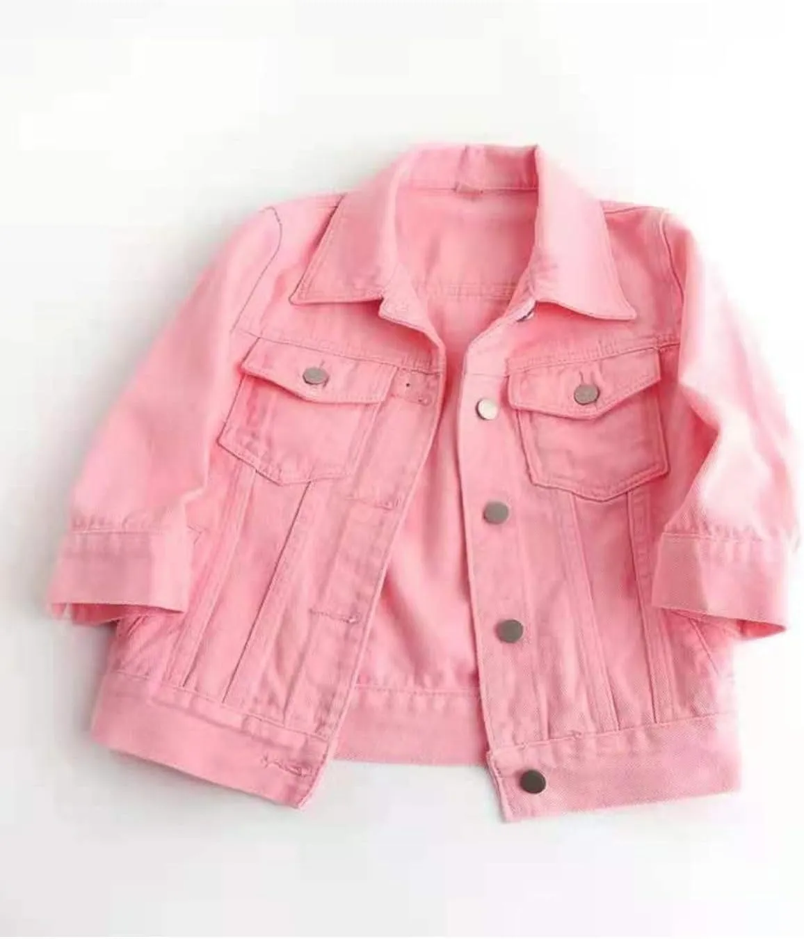 happlan Women's 3/4 Sleeve Short Denim Jacket Lapel Button Down Cropped Trucker Jean Jackets Coats