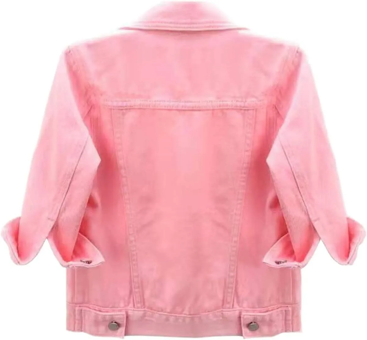 happlan Women's 3/4 Sleeve Short Denim Jacket Lapel Button Down Cropped Trucker Jean Jackets Coats