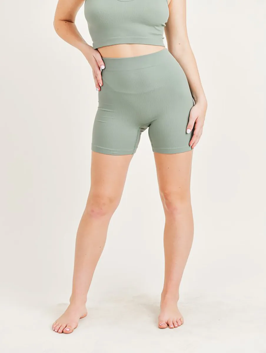 Here For Fun Ribbed Biker Shorts