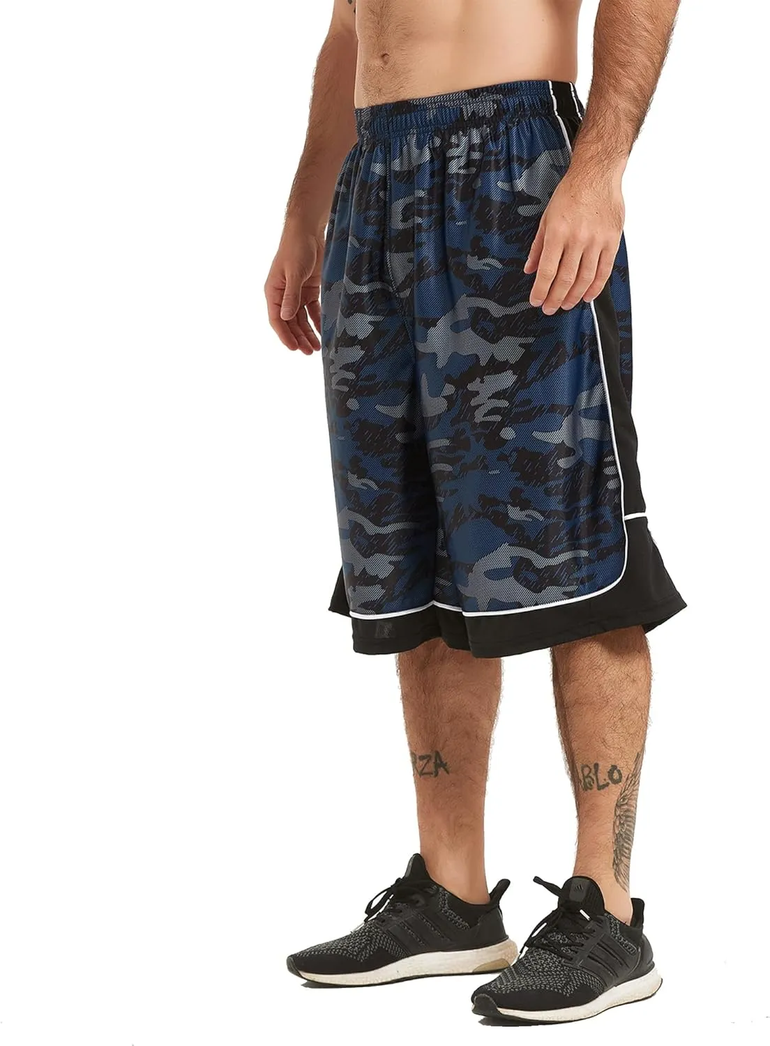HQUEC Men's 12" Athletic Shorts Long Basketball Workout Shorts Below Knee Loose-Fit with Pockets