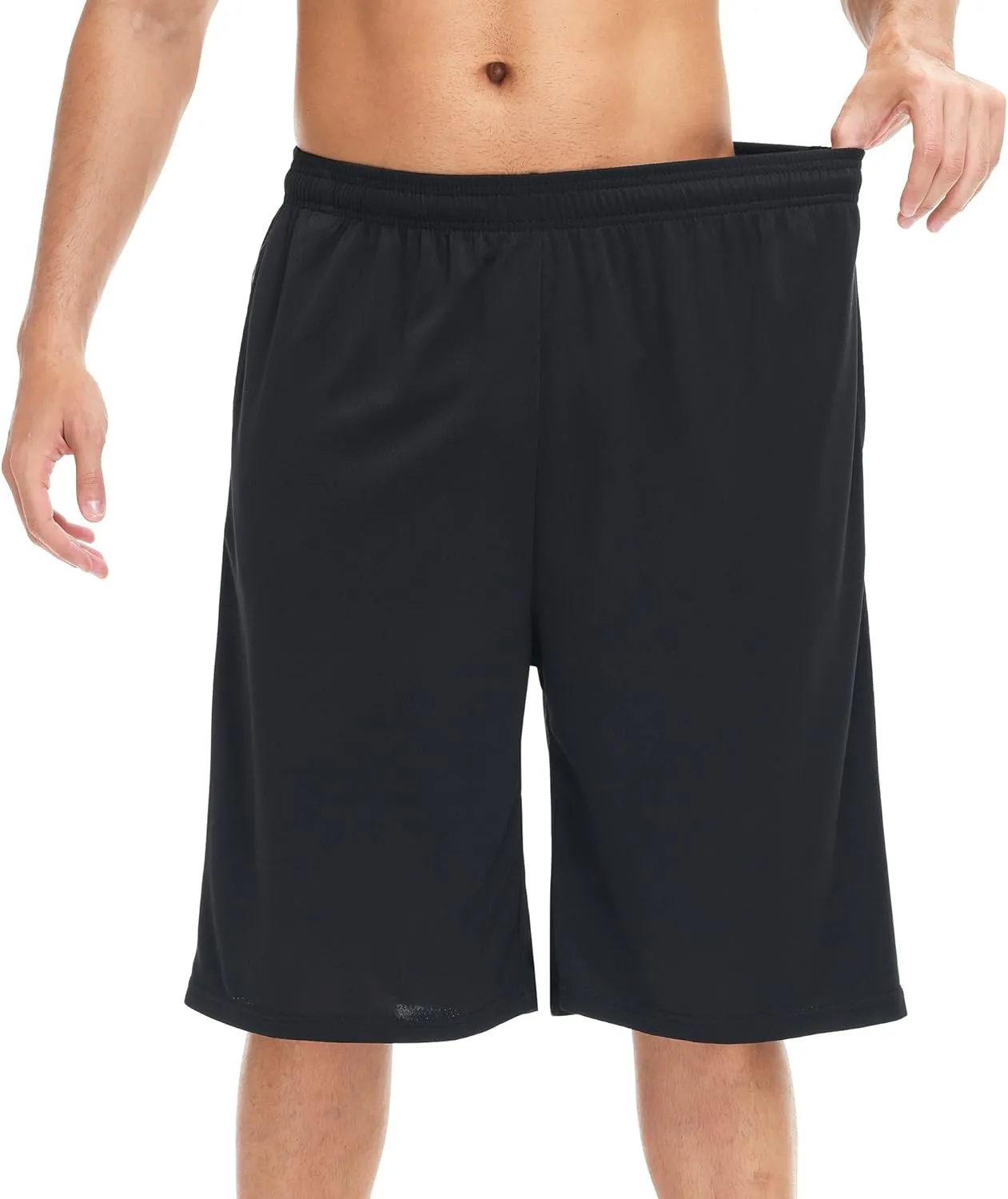 HQUEC Men's 12" Athletic Shorts Long Basketball Workout Shorts Below Knee Loose-Fit with Pockets