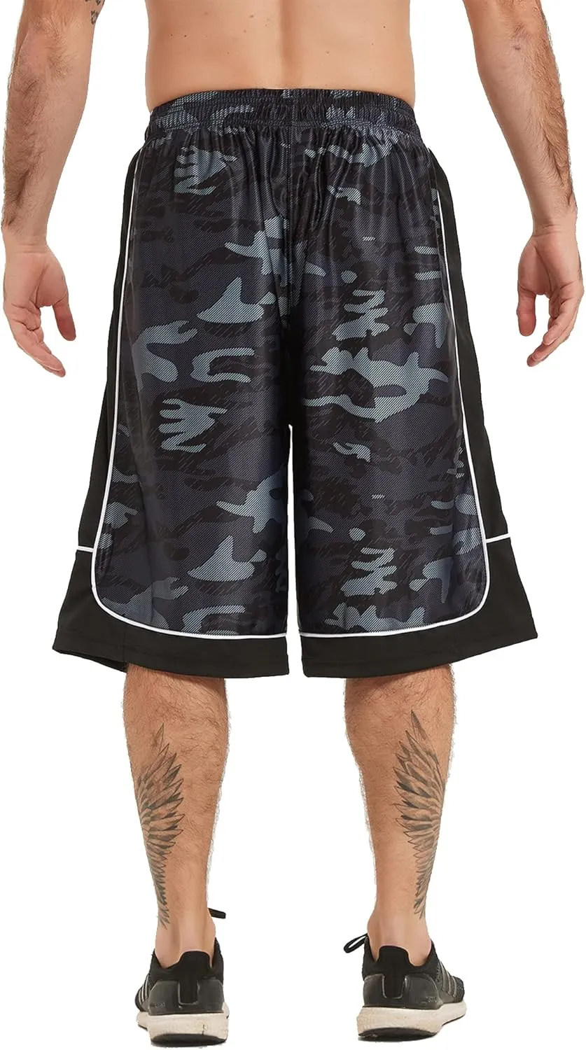 HQUEC Men's 12" Athletic Shorts Long Basketball Workout Shorts Below Knee Loose-Fit with Pockets