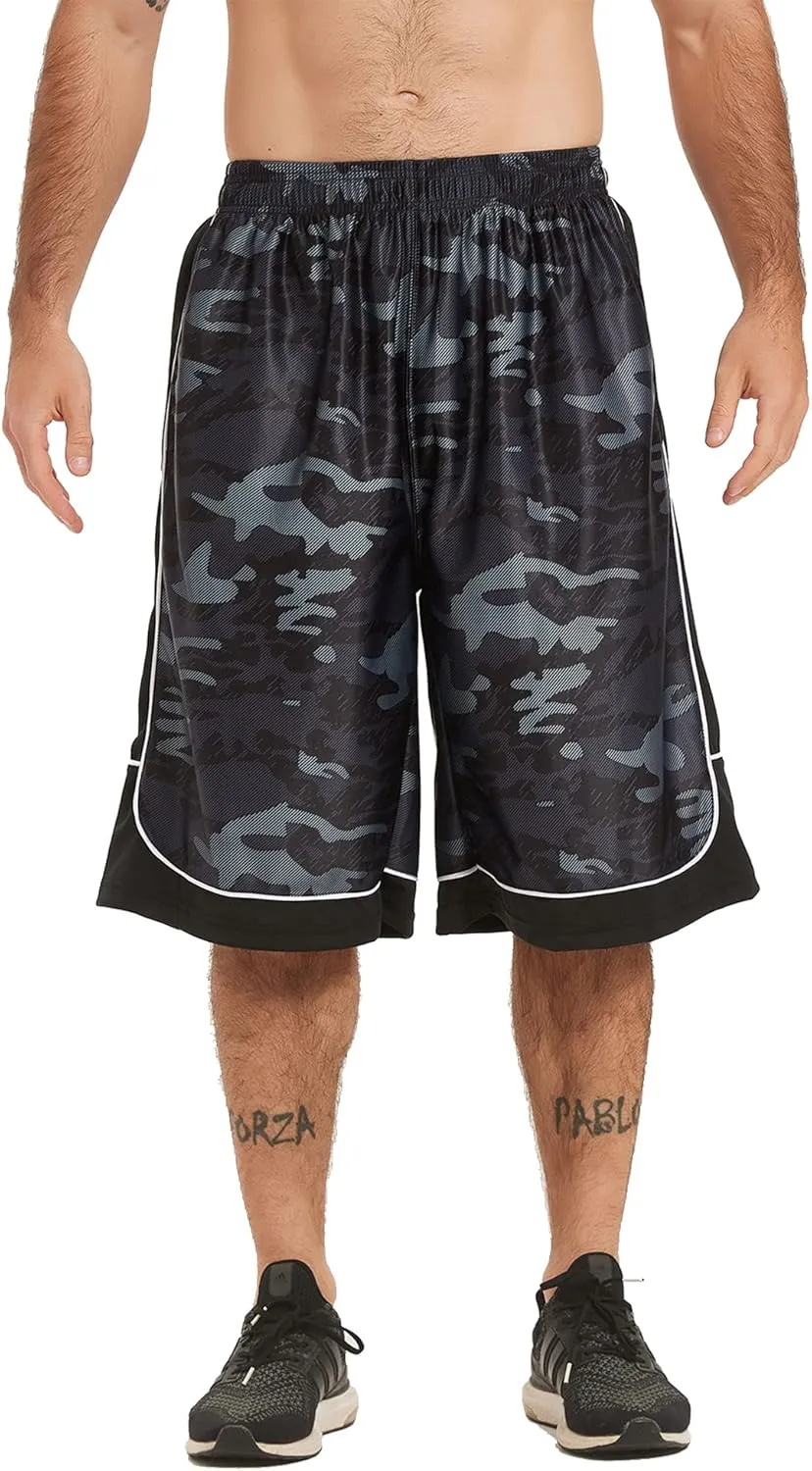 HQUEC Men's 12" Athletic Shorts Long Basketball Workout Shorts Below Knee Loose-Fit with Pockets