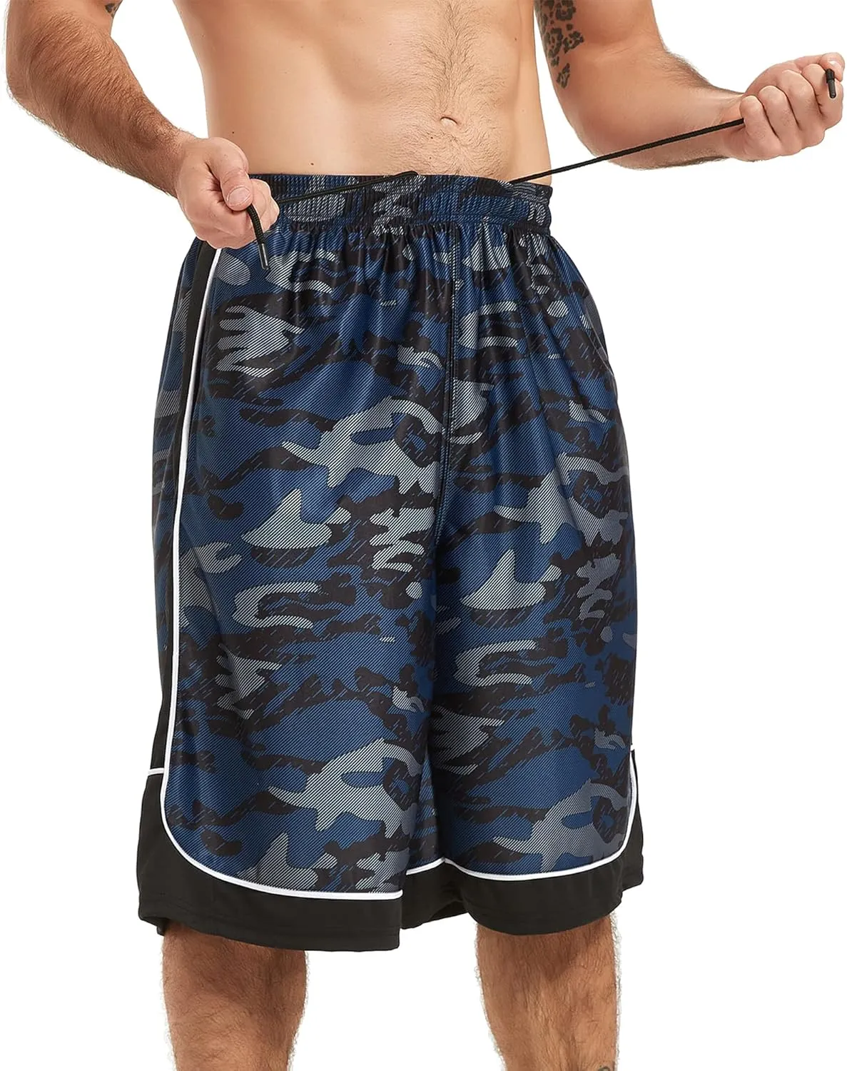 HQUEC Men's 12" Athletic Shorts Long Basketball Workout Shorts Below Knee Loose-Fit with Pockets