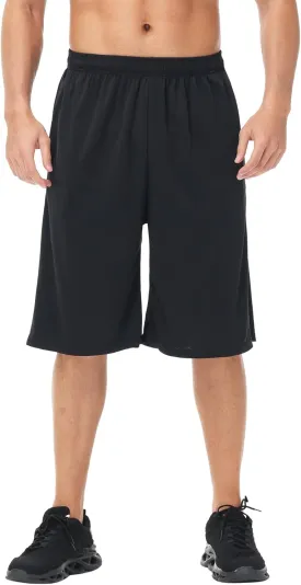 HQUEC Men's 12" Athletic Shorts Long Basketball Workout Shorts Below Knee Loose-Fit with Pockets