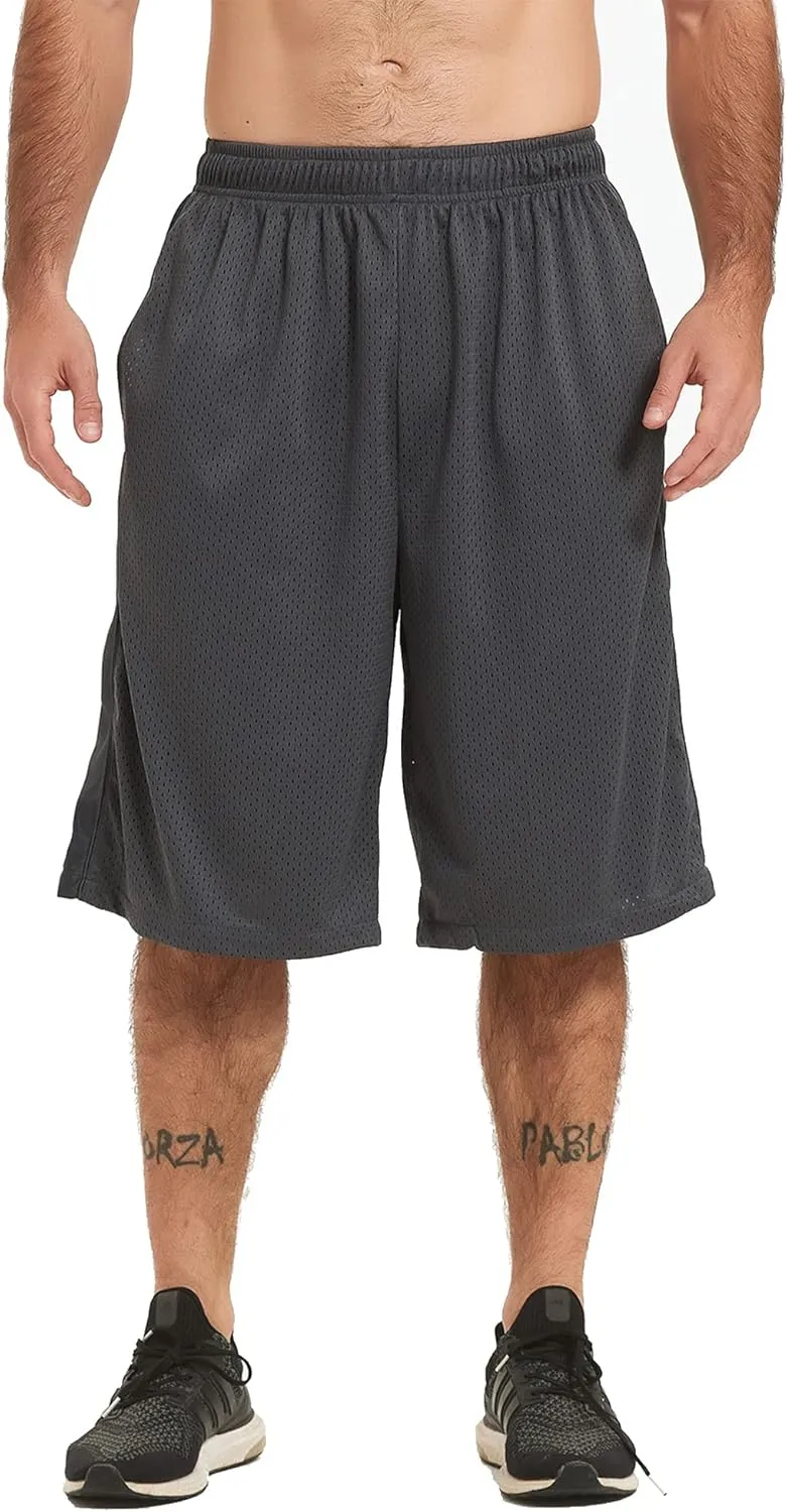 HQUEC Men's 12" Athletic Shorts Long Basketball Workout Shorts Below Knee Loose-Fit with Pockets