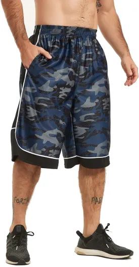 HQUEC Men's 12" Athletic Shorts Long Basketball Workout Shorts Below Knee Loose-Fit with Pockets
