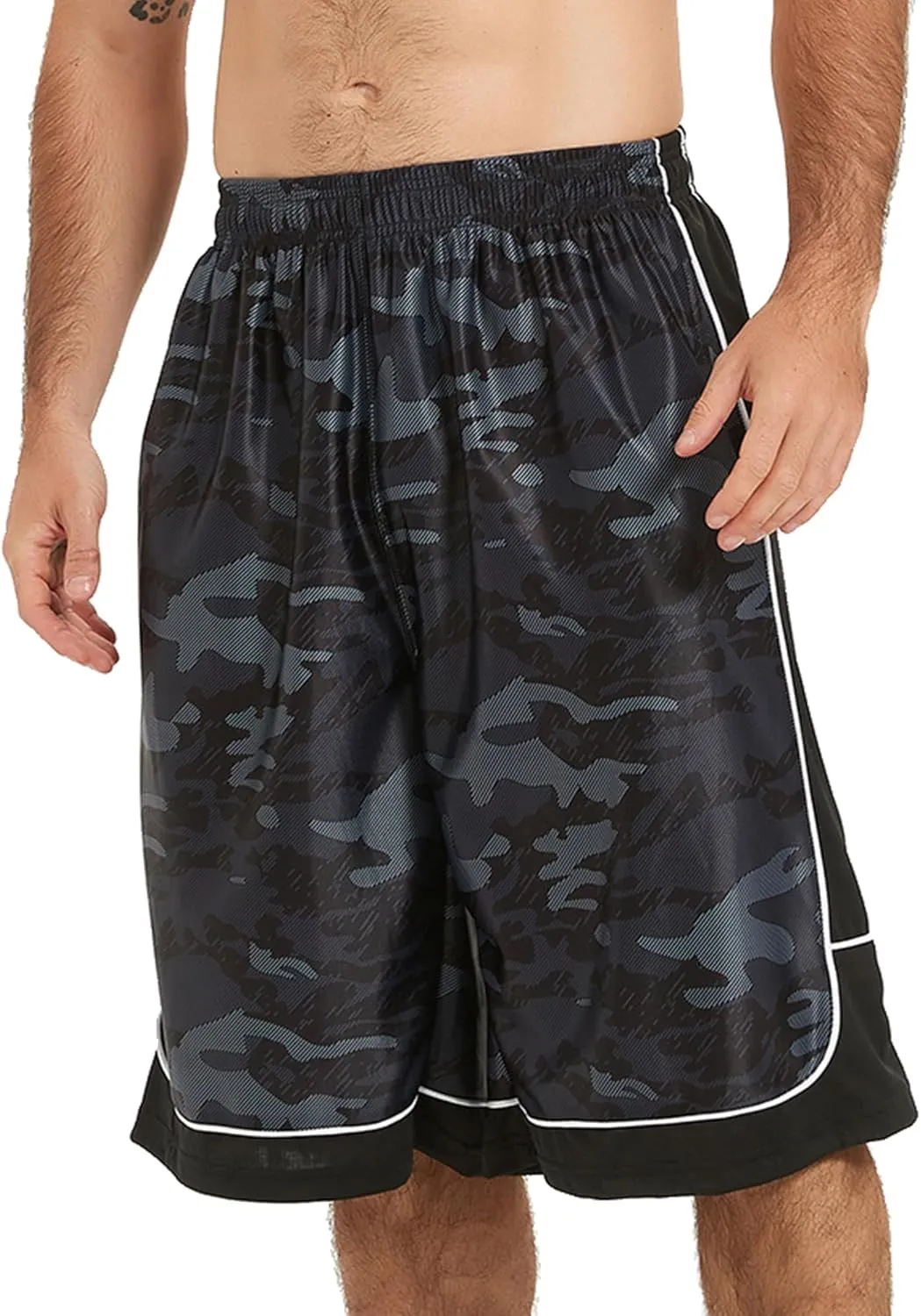 HQUEC Men's 12" Athletic Shorts Long Basketball Workout Shorts Below Knee Loose-Fit with Pockets