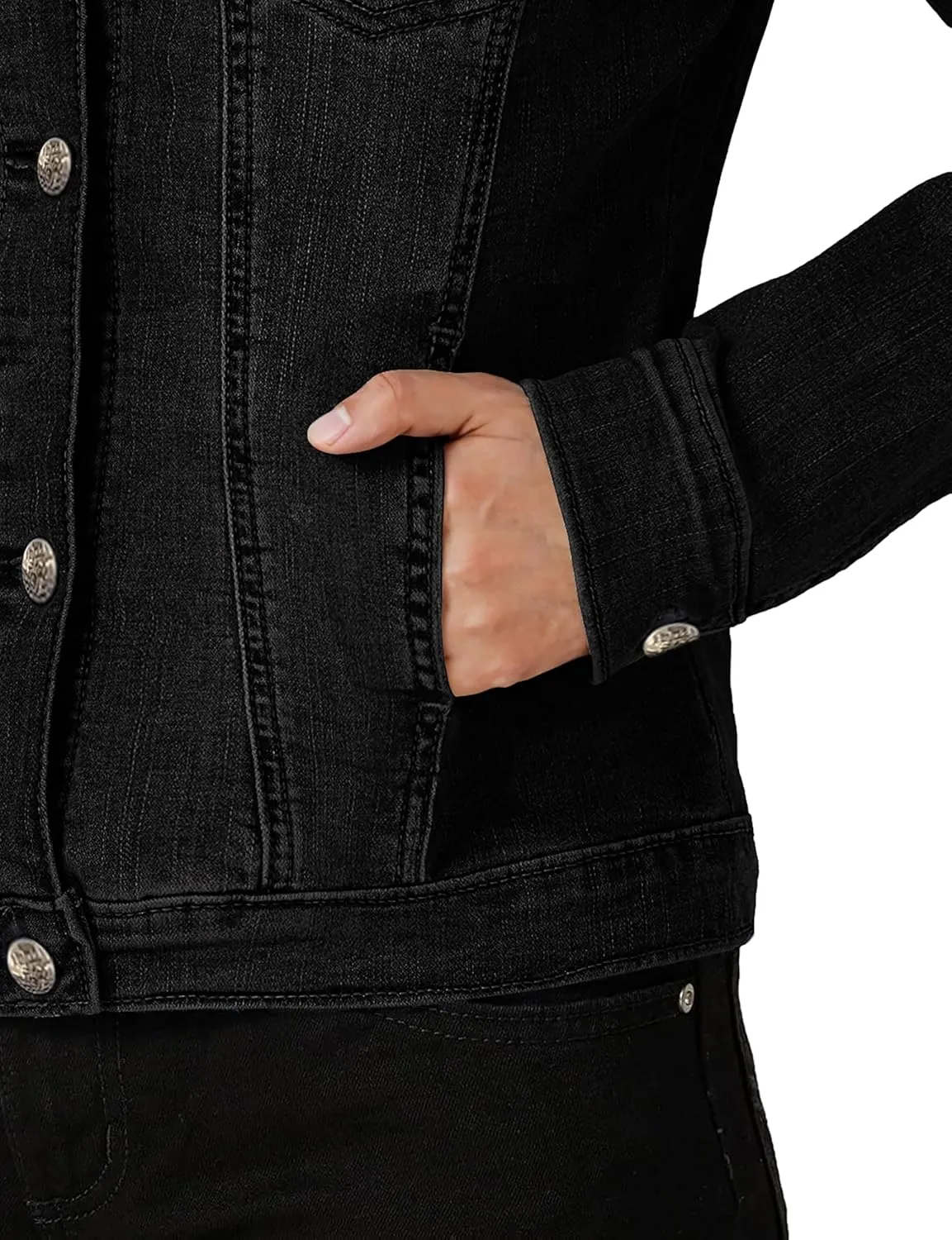 Hybrid & Company Women's Long Sleeve Denim Jackets Basic Button Down Jean Jacket with Pockets