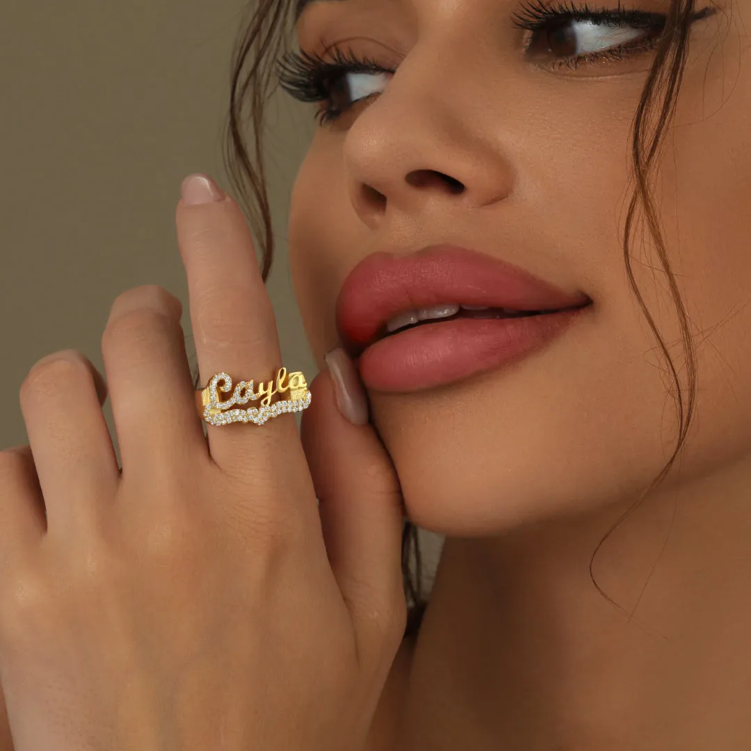 Iced 3D Name Ring