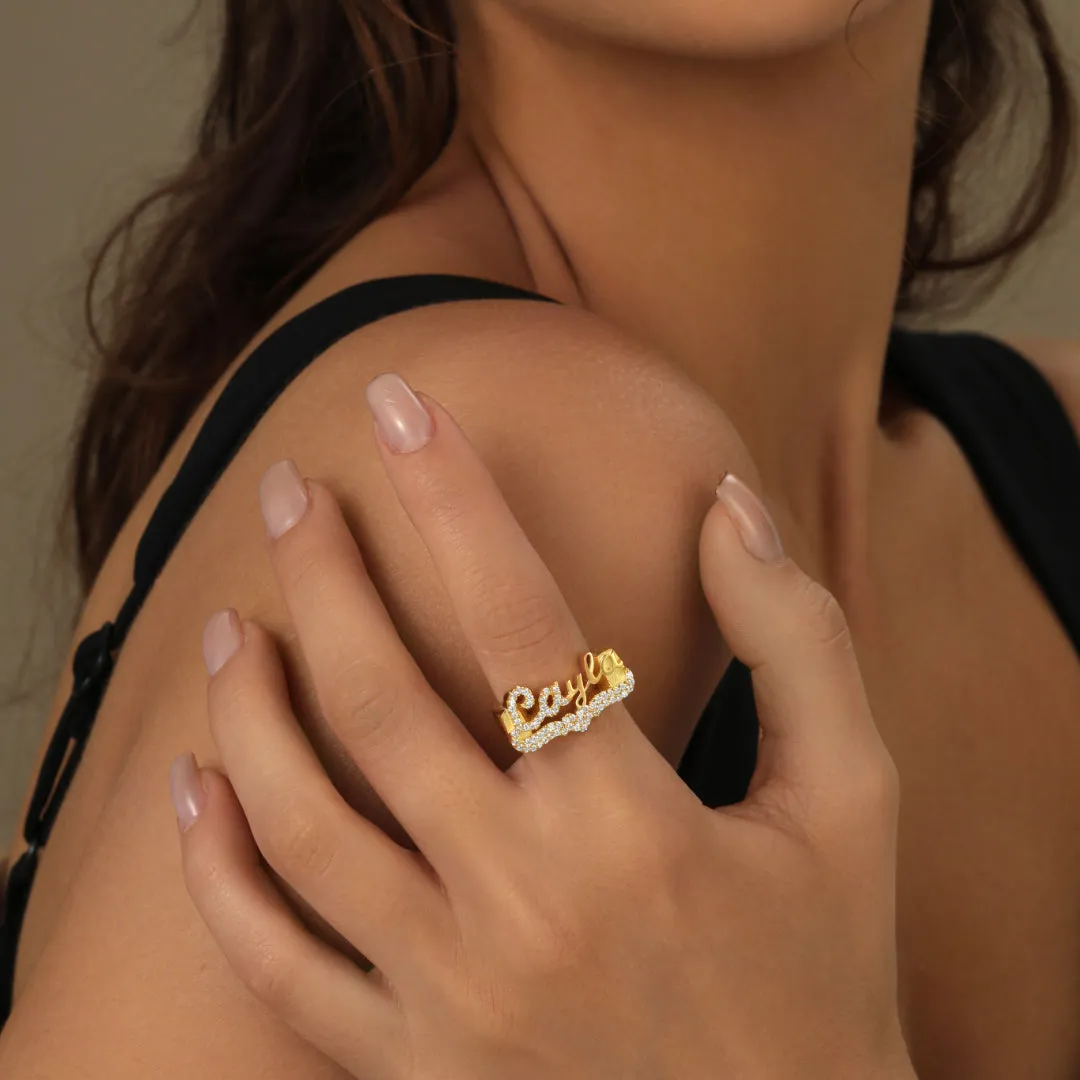 Iced 3D Name Ring