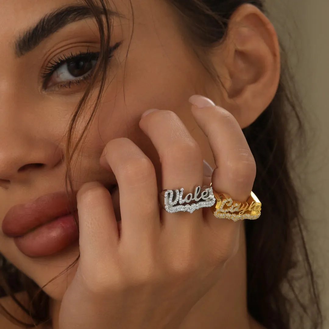 Iced 3D Name Ring