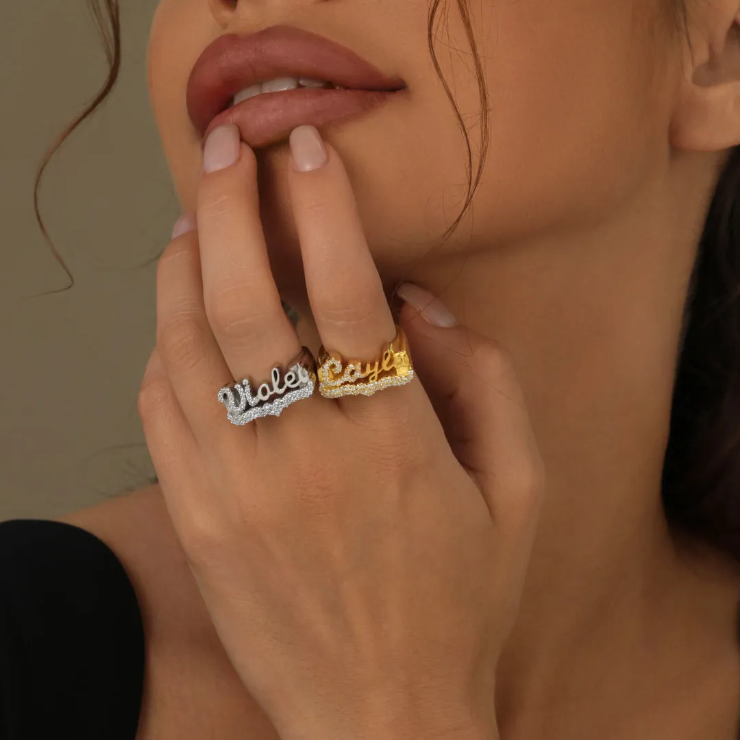 Iced 3D Name Ring