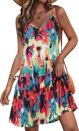 JOELLYUS Womens Spaghetti Strap Dress Summer Dresses Beach Cover Ups Casual Sundresses with Pockets