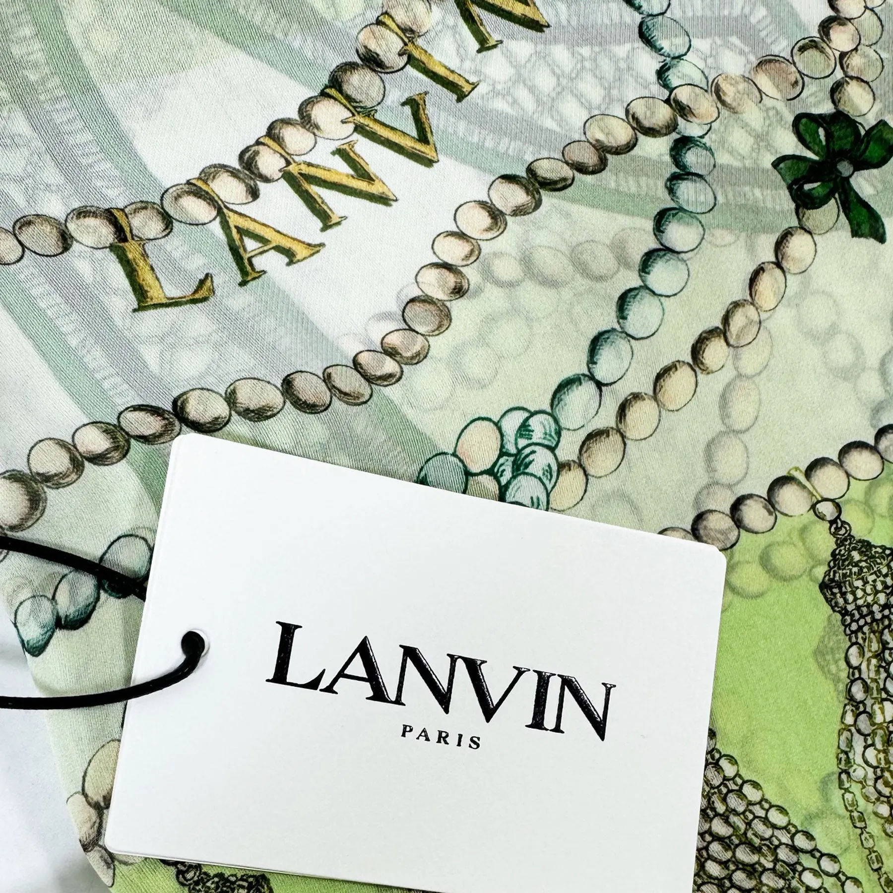 Lanvin Scarf Curb Laces Green - Chiffon Silk Shawl SALE