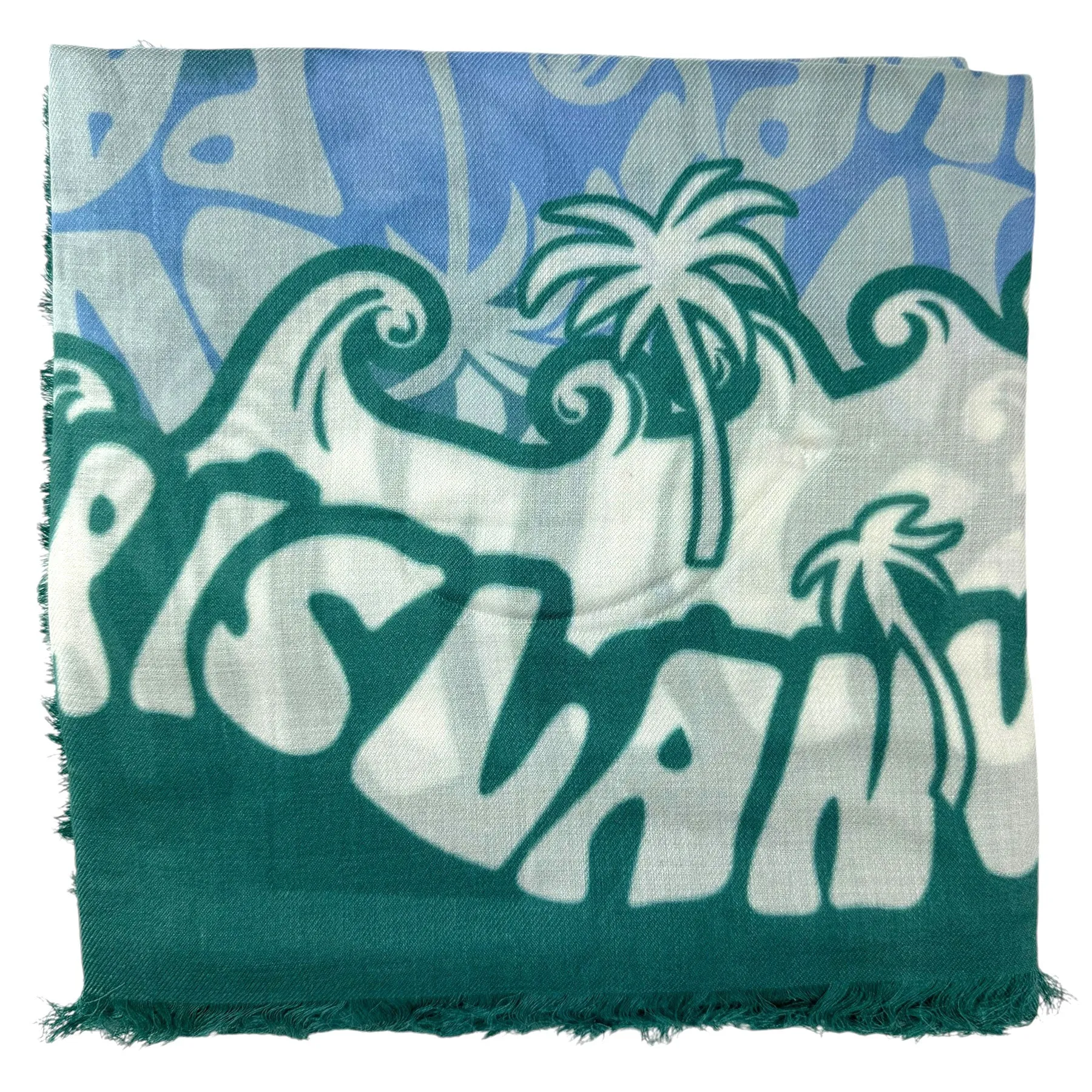 Lanvin Scarf Seafoam Island Design - Extra Large 55 Inch Square Wrap FINAL SALE
