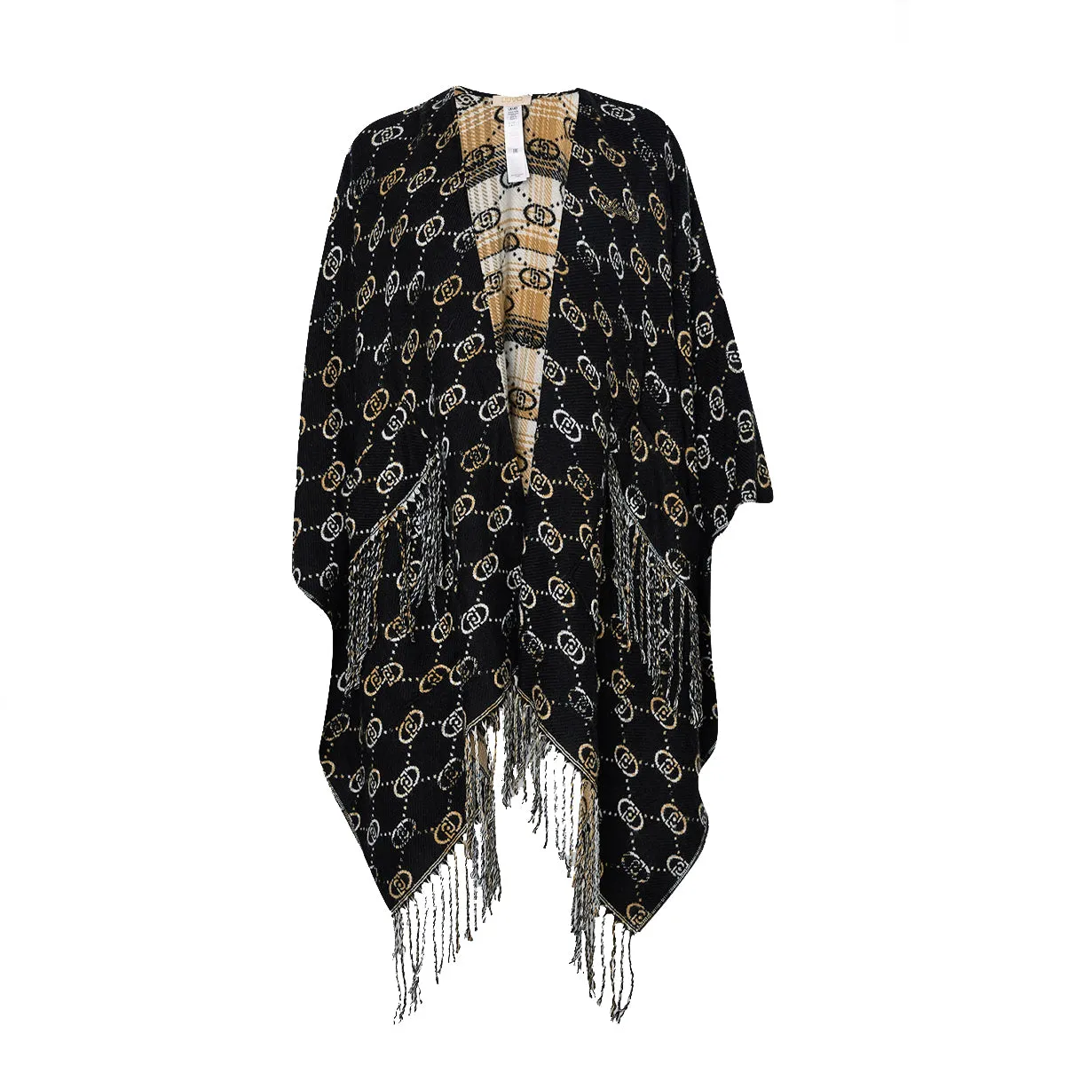 Liu Jo - Poncho con Logo Jacquard Black - 2F4014T0300 - BLACK