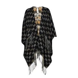 Liu Jo - Poncho con Logo Jacquard Black - 2F4014T0300 - BLACK