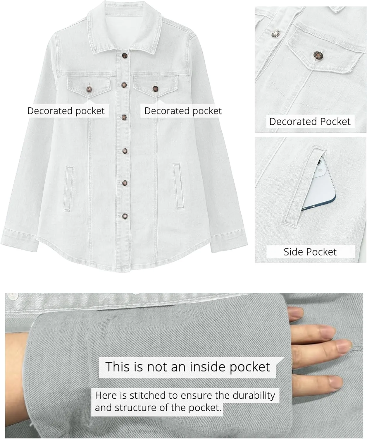 luvamia 2025 Jean Jackets for Women Fashion Denim Jacket Western Oversized Shacket Jacket Button Up with Pockets