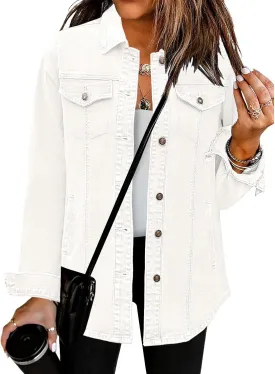 luvamia 2025 Jean Jackets for Women Fashion Denim Jacket Western Oversized Shacket Jacket Button Up with Pockets