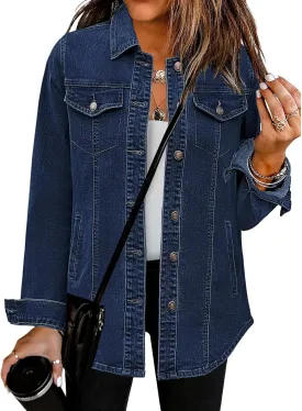 luvamia 2025 Jean Jackets for Women Fashion Denim Jacket Western Oversized Shacket Jacket Button Up with Pockets