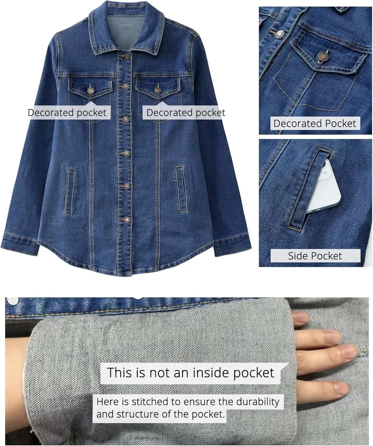 luvamia 2025 Jean Jackets for Women Fashion Denim Jacket Western Oversized Shacket Jacket Button Up with Pockets