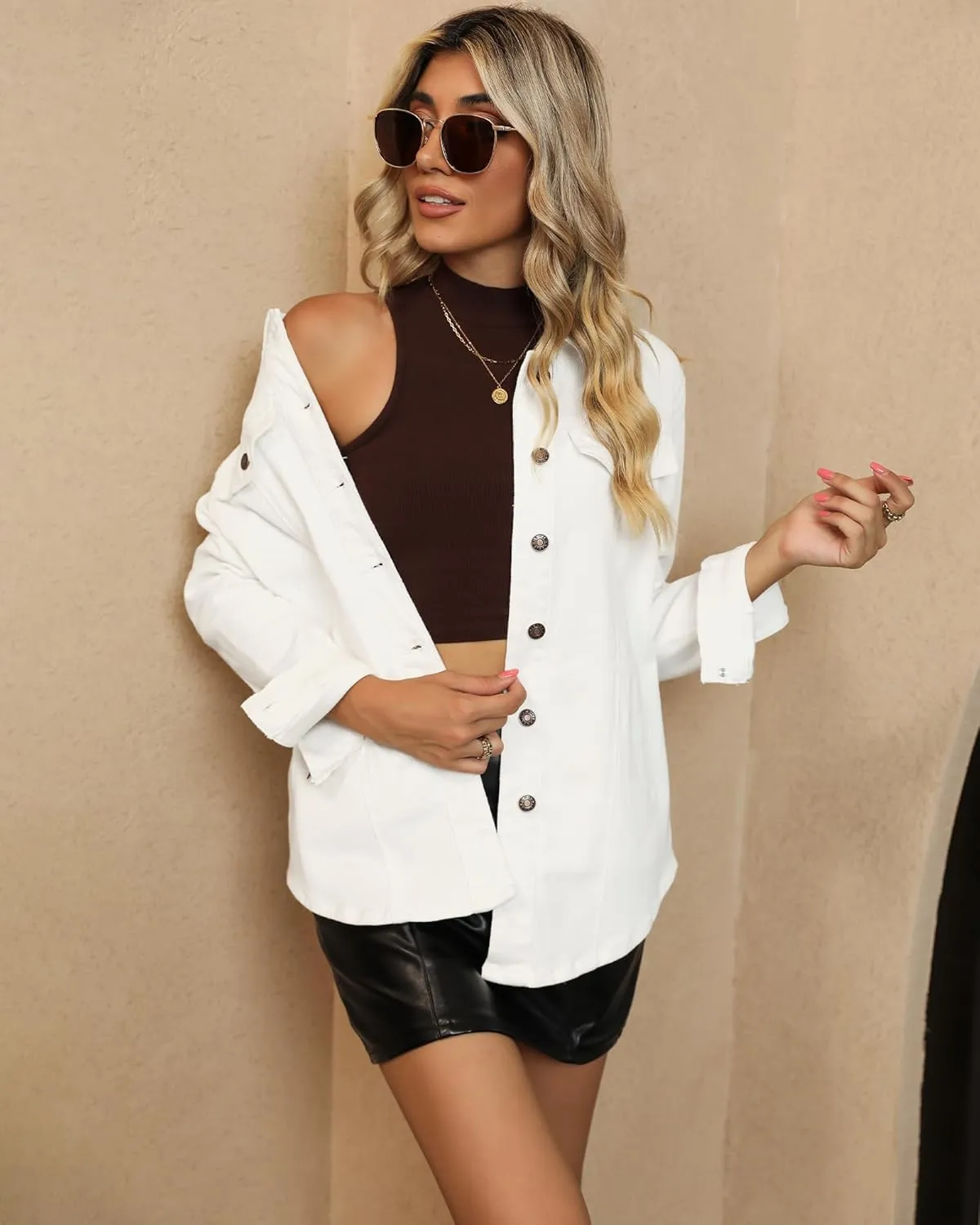luvamia 2025 Jean Jackets for Women Fashion Denim Jacket Western Oversized Shacket Jacket Button Up with Pockets