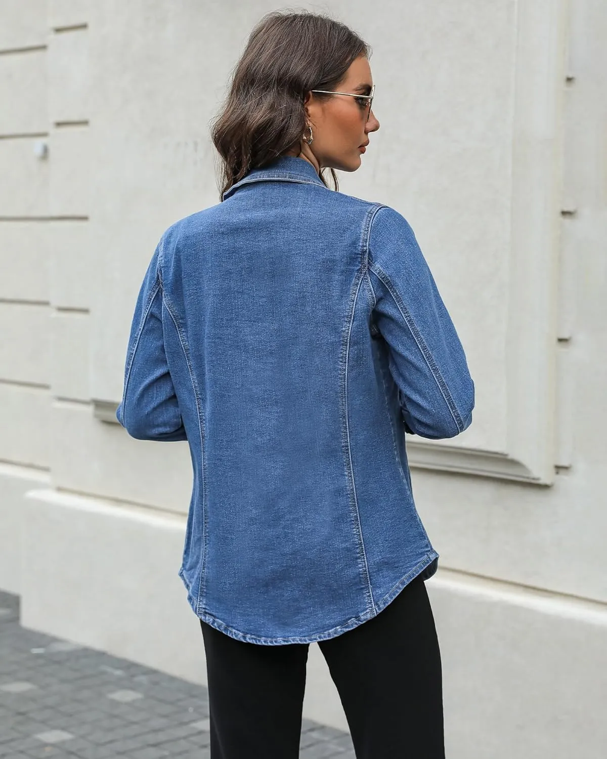 luvamia 2025 Jean Jackets for Women Fashion Denim Jacket Western Oversized Shacket Jacket Button Up with Pockets