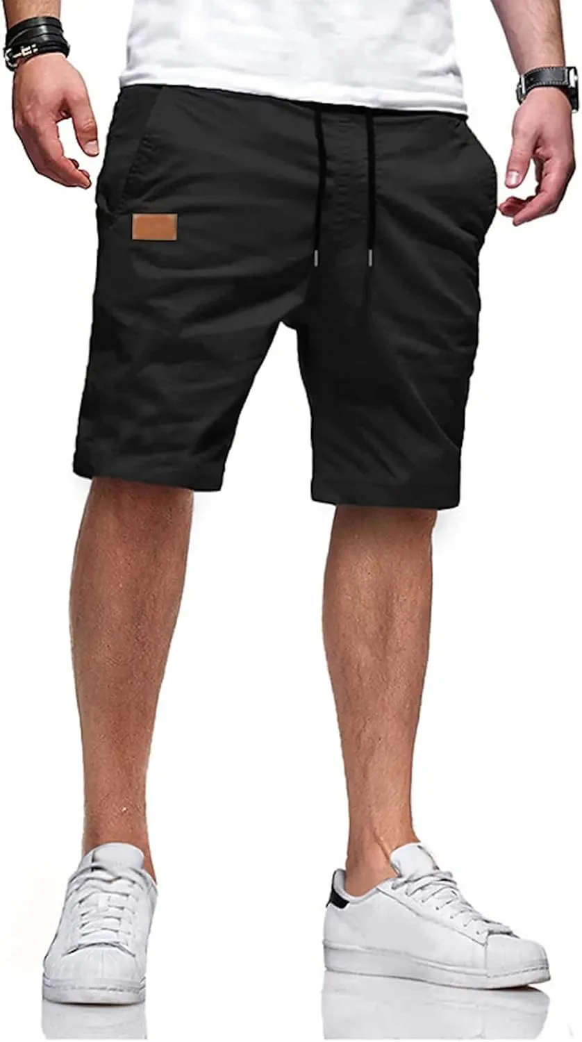 Men's Casual Classic Fit Athletic Workout Golf Cotton Cargo Shorts With 4 Pockets for Summer Beach
