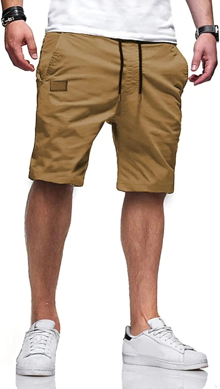 Men's Casual Classic Fit Athletic Workout Golf Cotton Cargo Shorts With 4 Pockets for Summer Beach
