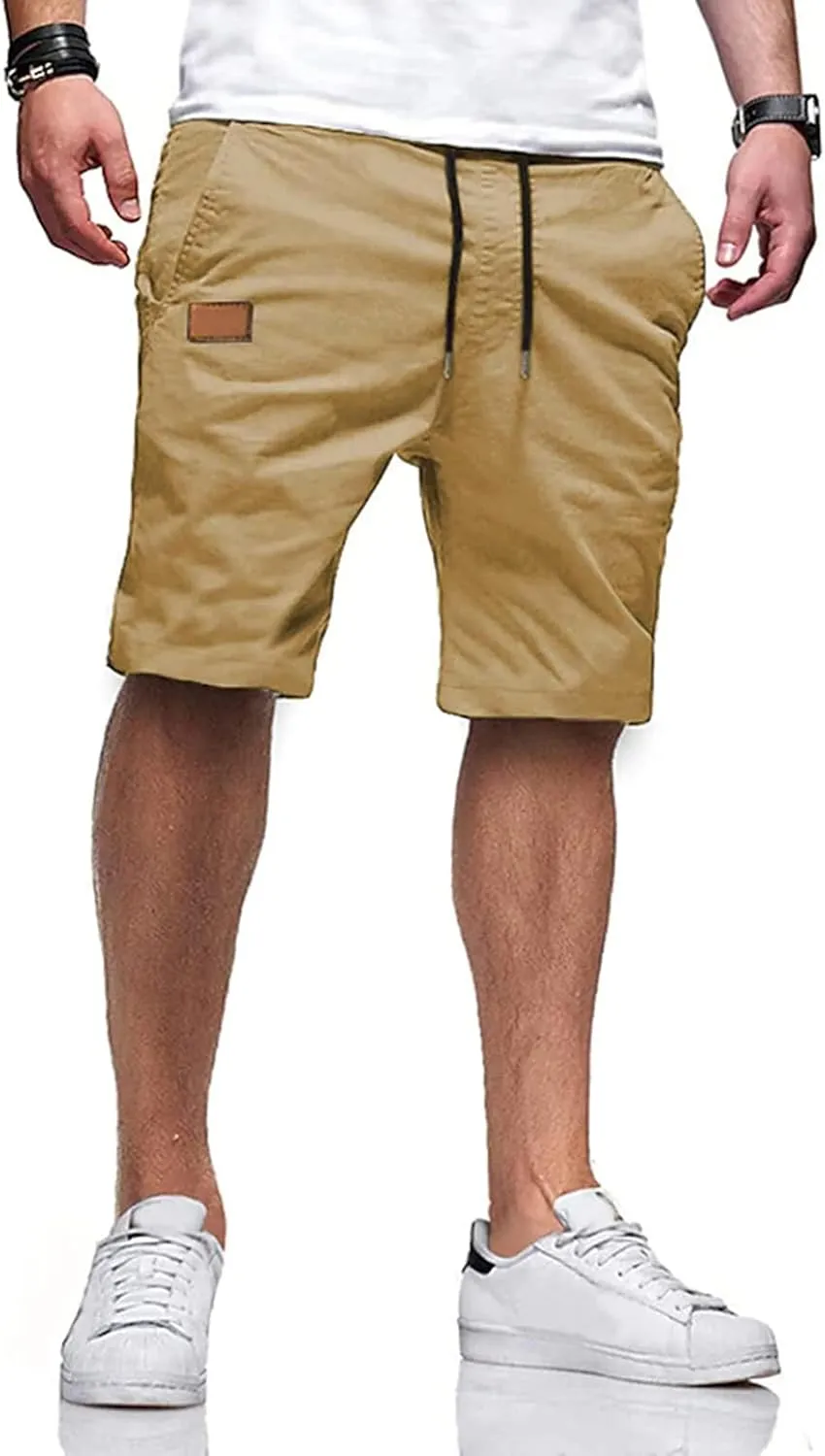 Men's Casual Classic Fit Athletic Workout Golf Cotton Cargo Shorts With 4 Pockets for Summer Beach
