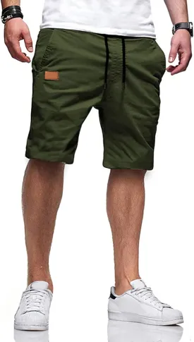 Men's Casual Classic Fit Athletic Workout Golf Cotton Cargo Shorts With 4 Pockets for Summer Beach