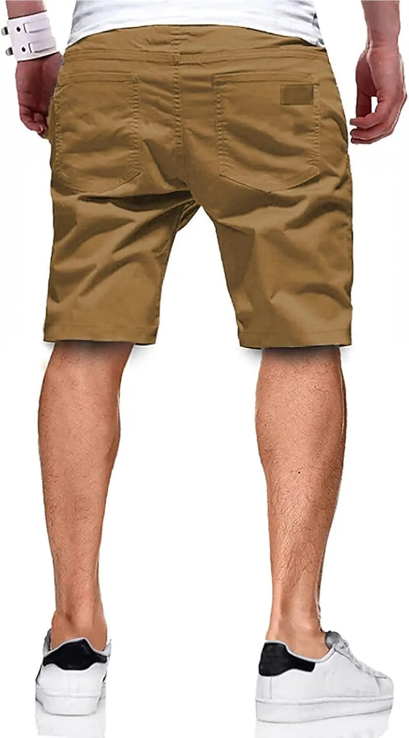 Men's Casual Classic Fit Athletic Workout Golf Cotton Cargo Shorts With 4 Pockets for Summer Beach