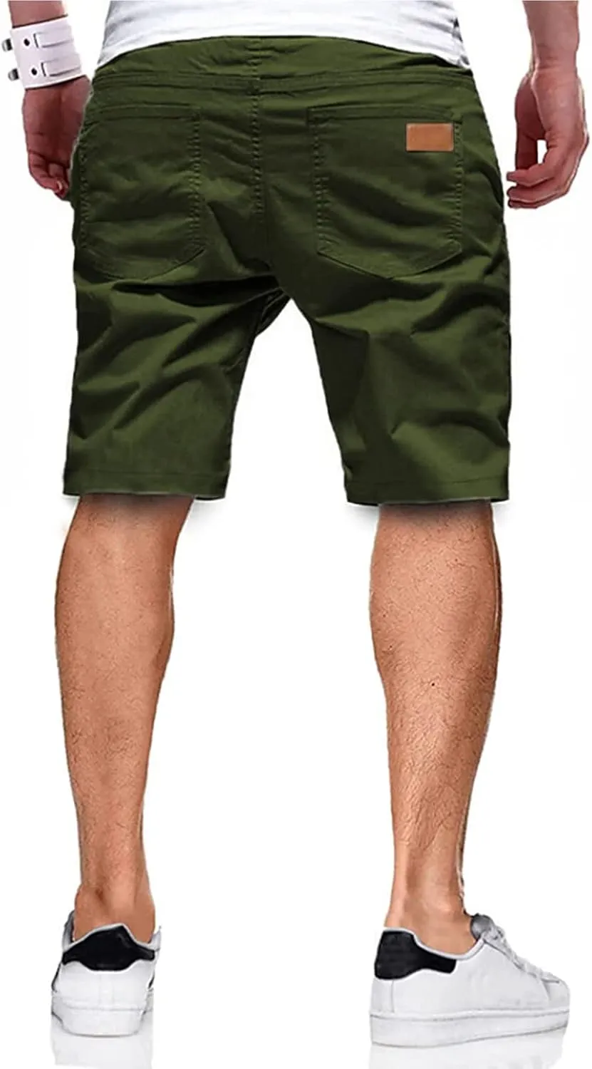 Men's Casual Classic Fit Athletic Workout Golf Cotton Cargo Shorts With 4 Pockets for Summer Beach