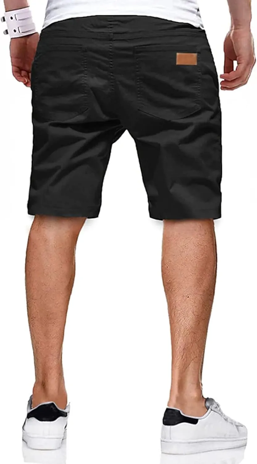 Men's Casual Classic Fit Athletic Workout Golf Cotton Cargo Shorts With 4 Pockets for Summer Beach
