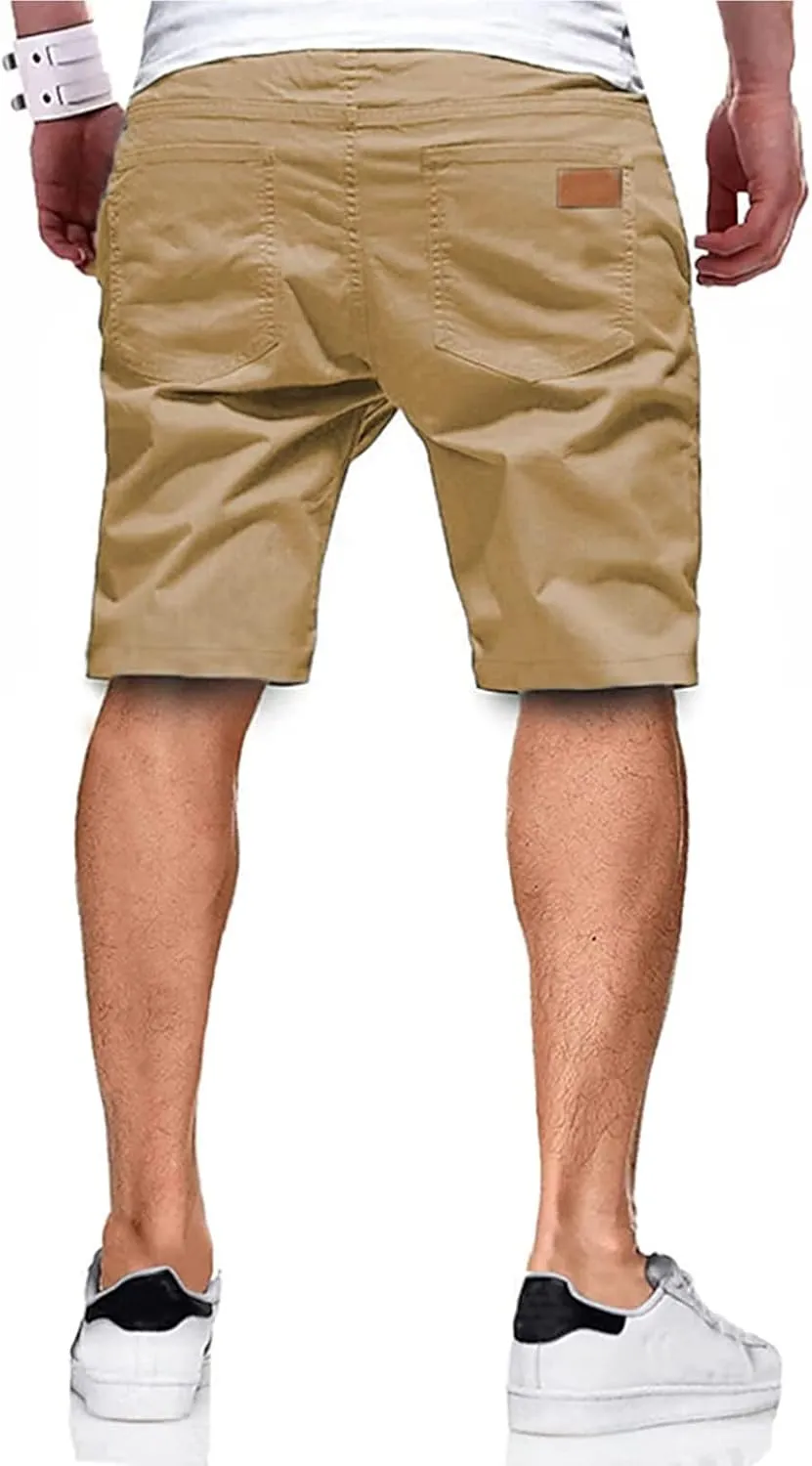 Men's Casual Classic Fit Athletic Workout Golf Cotton Cargo Shorts With 4 Pockets for Summer Beach