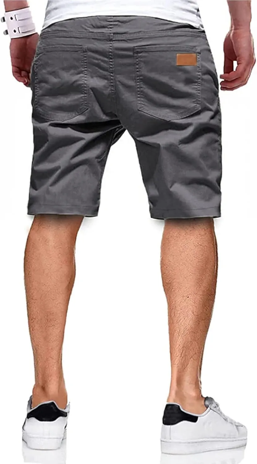 Men's Casual Classic Fit Athletic Workout Golf Cotton Cargo Shorts With 4 Pockets for Summer Beach