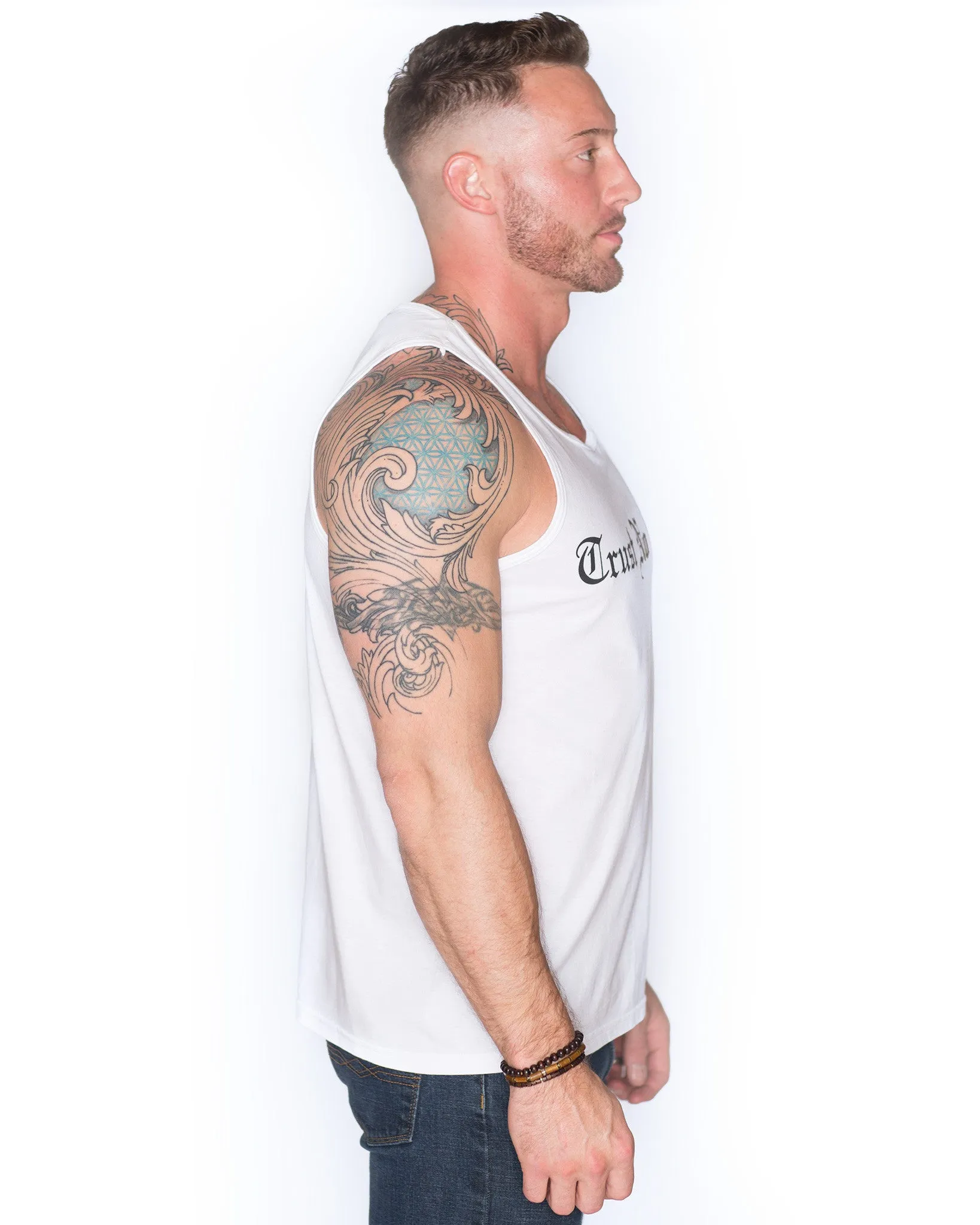 Men's Face of Trust No One Tank Top - Heathered Gray