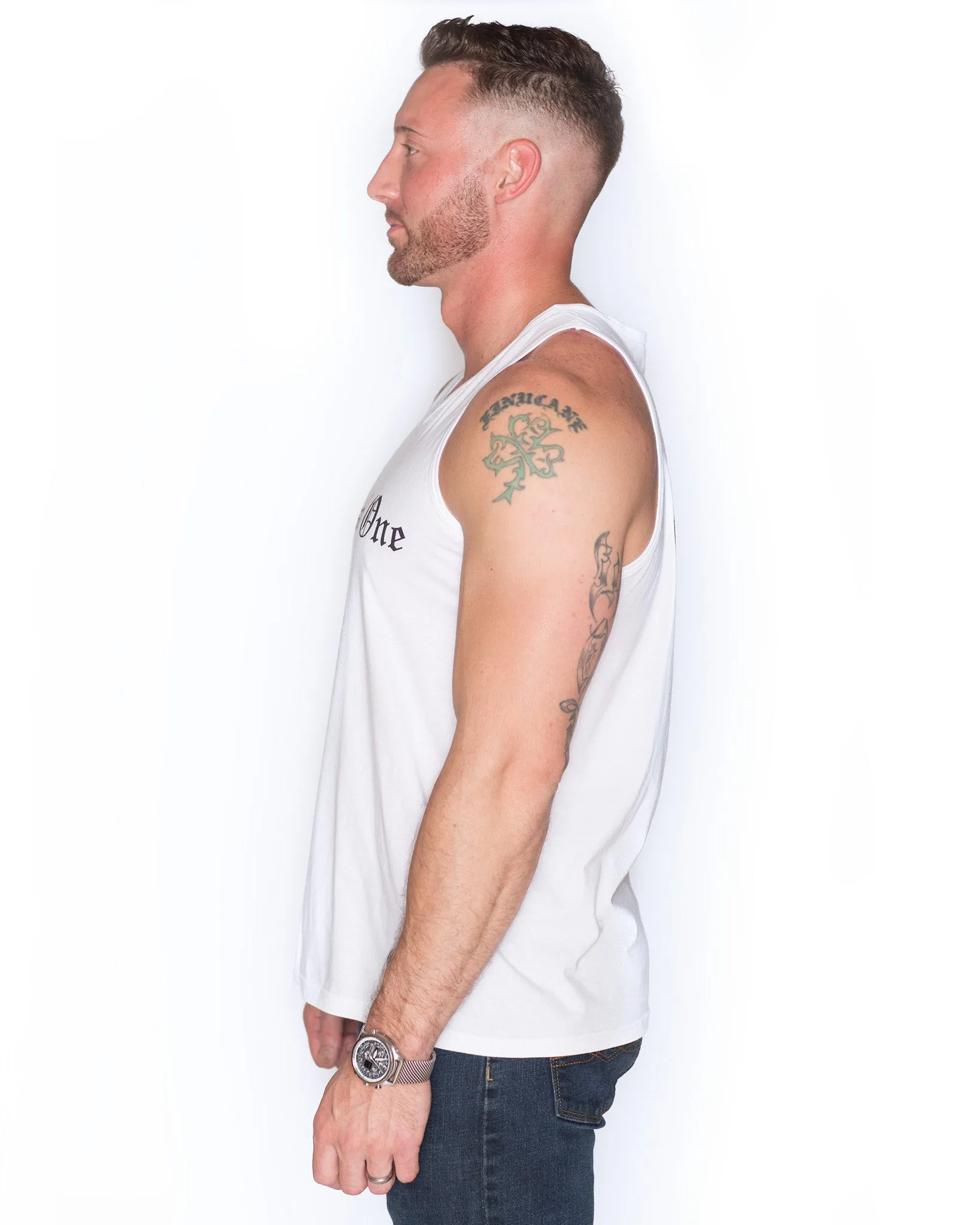 Men's Face of Trust No One Tank Top - Heathered Gray